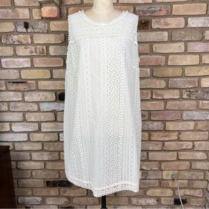 BODEN white embroidered crochet eyelet lace sleeveless sheath dress